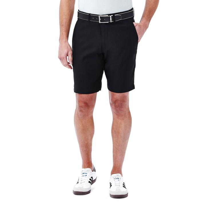 Men's Haggar In Motion Melange Flat-front Shorts, Size: 36, Black