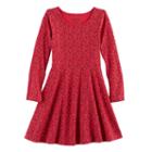 Girls 4-10 Jumping Beans&reg; Long-sleeved Print Skater Dress, Size: 7, Med Red