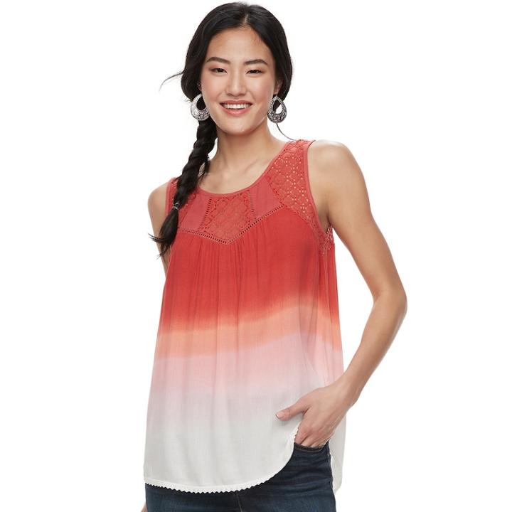 Juniors' Rewind Dip-dye Crepe Tank, Teens, Size: Xl, Brt Red