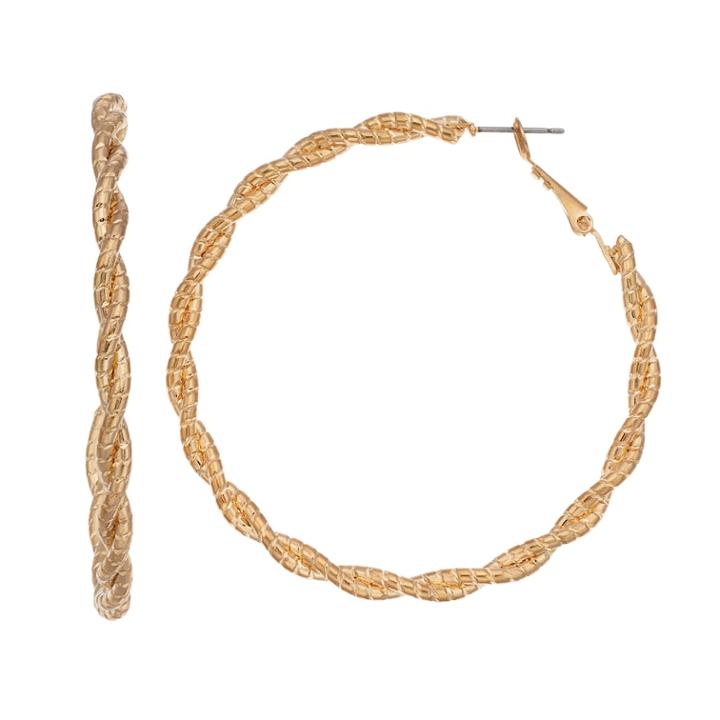 Textured & Twisted Nickel Free Double Hoop Earrings, Women's, Gold