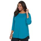 Plus Size Croft & Barrow&reg; Side-zip Boatneck Top, Women's, Size: 3xl, Turquoise/blue (turq/aqua)