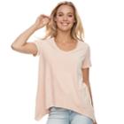 Juniors' Love, Fire Sharkbite Short Sleeve Tee, Teens, Size: Large, Light Pink
