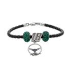 Insignia Collection Nascar Kyle Busch Leather Bracelet And Steering Wheel Charm And Crystal Bead Set, Women's, Size: 7.5, Green