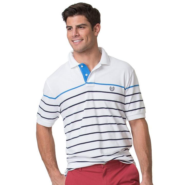 Big & Tall Chaps Classic-fit Striped Stretch Pique Polo, Men's, Size: 3xl Tall, White