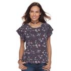 Petite Sonoma Goods For Life&trade; Flutter Sleeve Tee, Women's, Size: Xs Petite, Blue (navy)