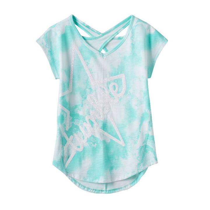 Girls 7-16 & Plus Size So&reg; Sugar Glitter Graphic Crossback Tee, Girl's, Size: 16 1/2, Turquoise/blue (turq/aqua)