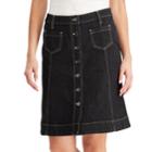 Women's Chaps Button-front Jean Skirt, Size: 8, Black