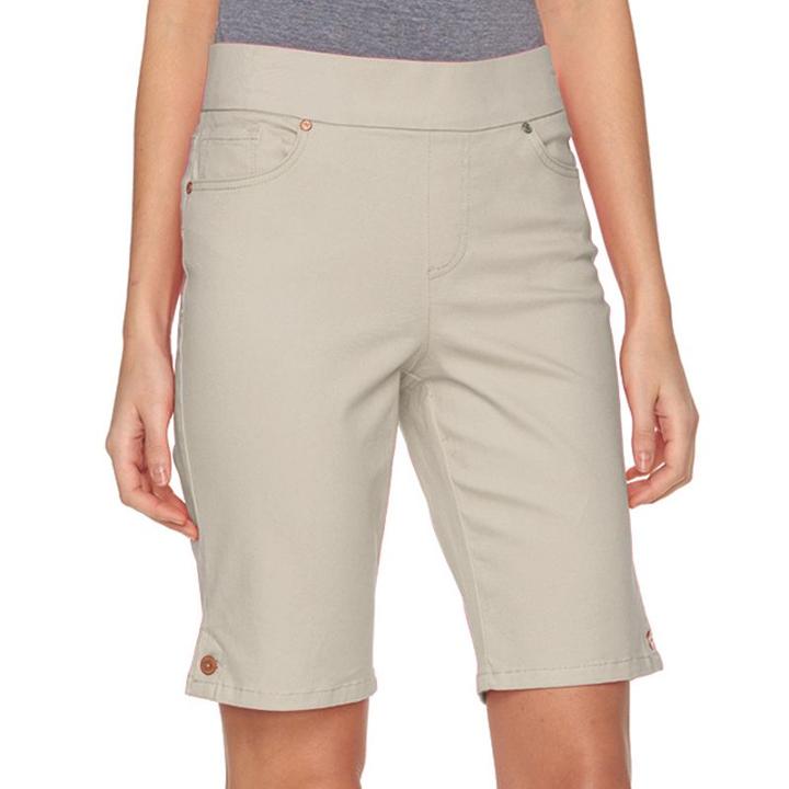 Women's Gloria Vanderbilt Avery Pull-on Bermuda Shorts, Size: 10, Lt Beige