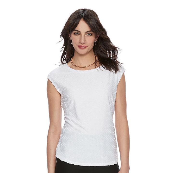 Women's Elle&trade; Swiss Dot Tee, Size: Xl, White
