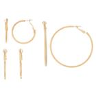 3-pair Hoop Earring Set, Women's, Gold