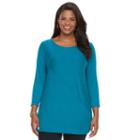 Plus Size Croft & Barrow&reg; Ribbed Tunic, Women's, Size: 2xl, Turquoise/blue (turq/aqua)