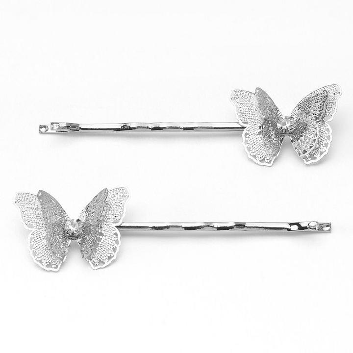 Lc Lauren Conrad Butterfly Bobby Pin Set, Women's, Silver