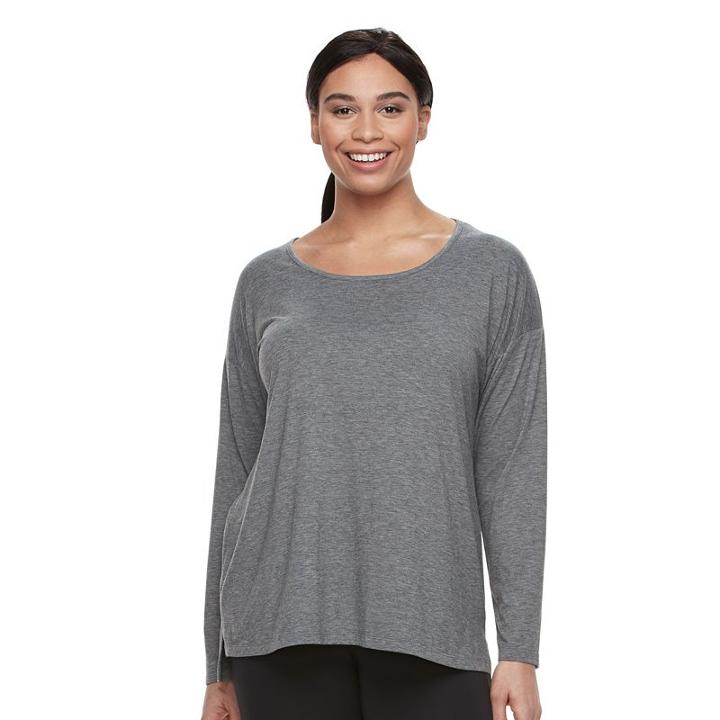 Plus Size Tek Gear&reg; Drop-shoulder Scoopneck Tee, Women's, Size: 1xl, Black