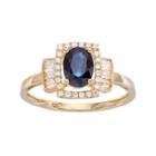 10k Gold 1/4 Ct. T.w. Diamond And Sapphire Ring, Women's, Size: 6, Blue