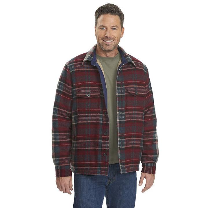 Men's Woolrich Plaid Wool-blend Sherpa-lined Jacket, Size: Large, Black