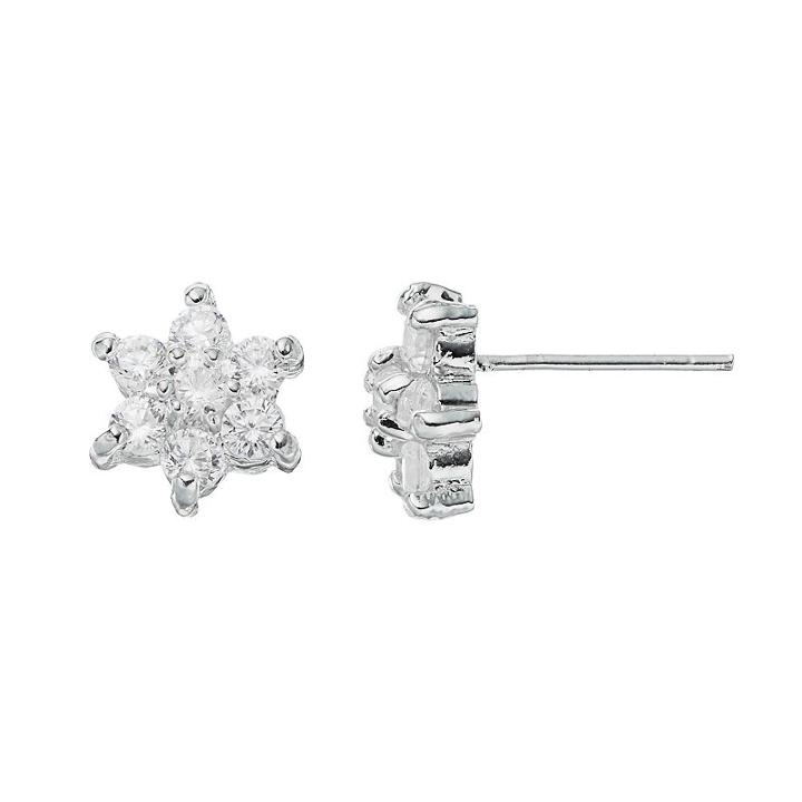 Brilliance Flower Stud Earrings With Swarovski Zirconia, Women's, White