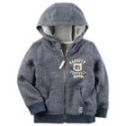 Boys 4-8 Carter's Marled French Terry Varsity Football Zip Hoodie, Size: 6, Light Grey