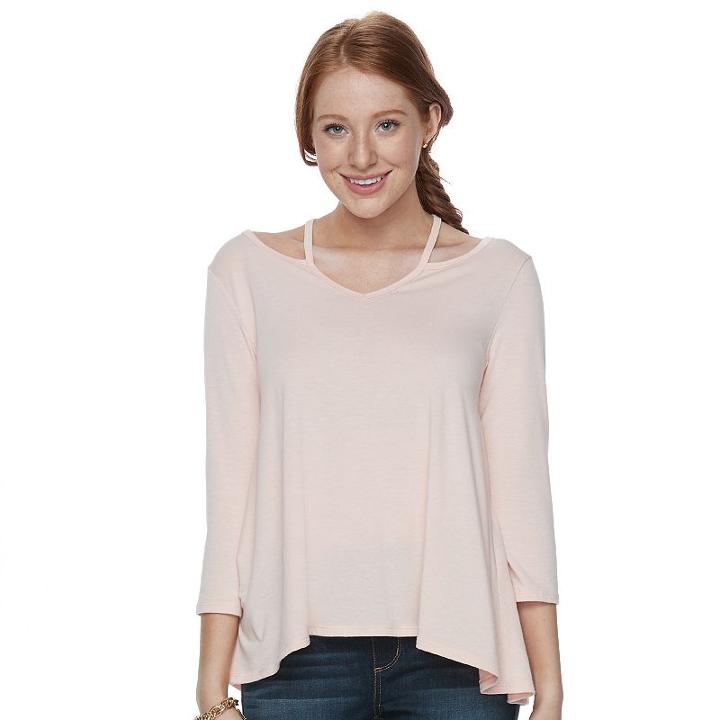 Juniors' So&reg; Cold-shoulder Swing Tee, Teens, Size: Large, Lt Orange