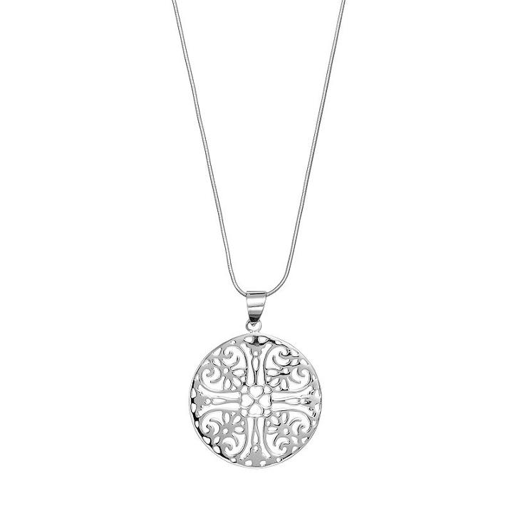 Sterling Silver Filigree Heart Circle Pendant Necklace, Women's, Size: 18, Multicolor