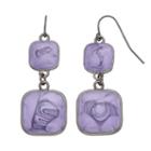 Purple Marbled Double Drop Earrings, Women's
