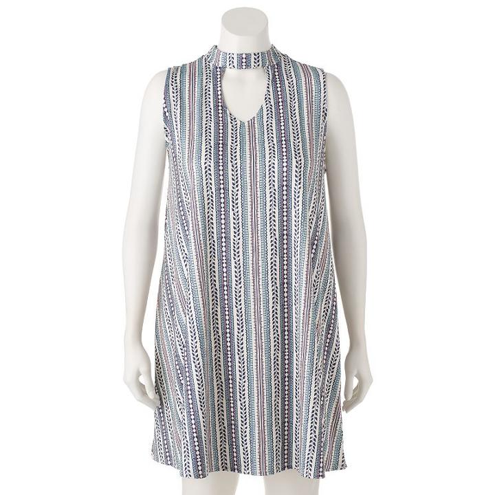 Juniors' Plus Size Mudd&reg; Choker Neck Swing Dress, Teens, Size: 2xl, White Oth