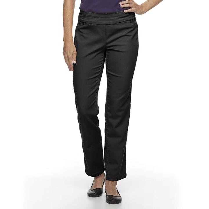Petite Croft & Barrow&reg; Perfectly Slimming Straight-leg Pants, Women's, Size: 10 Short, Black