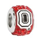 Logoart Ohio State Buckeyes Sterling Silver Crystal Logo Bead - Made With Swarovski Crystals, Women's, Red