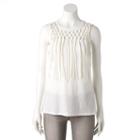 Women's Rock & Republic&reg; Macrame Yoke Tank, Size: Small, White