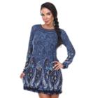 Women's White Mark Paisley Embroidered Sweaterdress, Size: Small, Blue