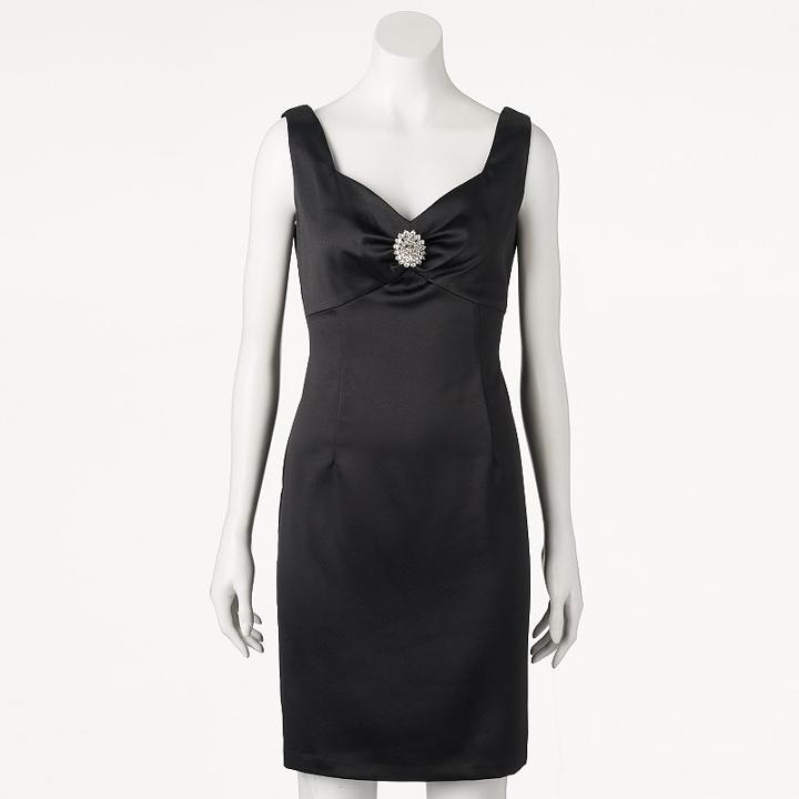 Women's Ronni Nicole Embellished Satin Sheath Dress, Size: 10, Black