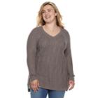Plus Size Sonoma Goods For Life&trade; Trellis Cable-knit Sweater, Women's, Size: 3xl, Med Brown