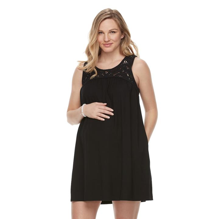 Maternity A:glow Crochet Tank Dress, Women's, Size: S-mat, Black