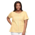 Plus Size Croft & Barrow&reg; Pintuck & Crochet Tee, Women's, Size: 3xl, Med Yellow