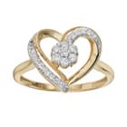 1/4 Carat T.w. Diamond 10k Gold Heart Ring, Women's, Size: 7, White