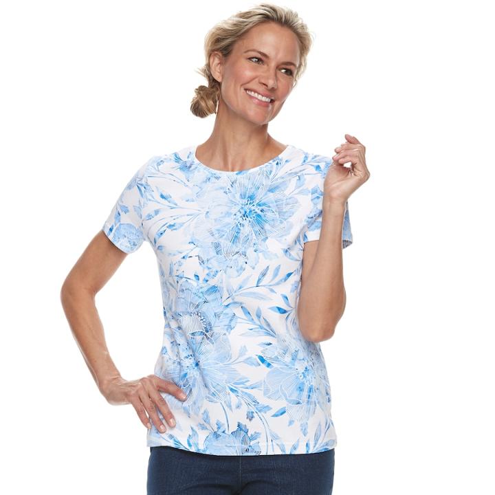 Women's Croft & Barrow&reg; Essential Classic Crewneck Tee, Size: Xxl, Med Blue