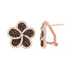 14k Rose Gold Over Silver Cubic Zirconia Flower Stud Earrings, Women's, Brown