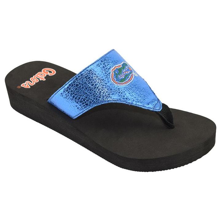 Women's Florida Gators Shine Platform Flip-flops, Size: Small, Blue