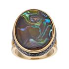 Olive & Ivy Abalone Oval Ring, Women's, Size: 8, Black