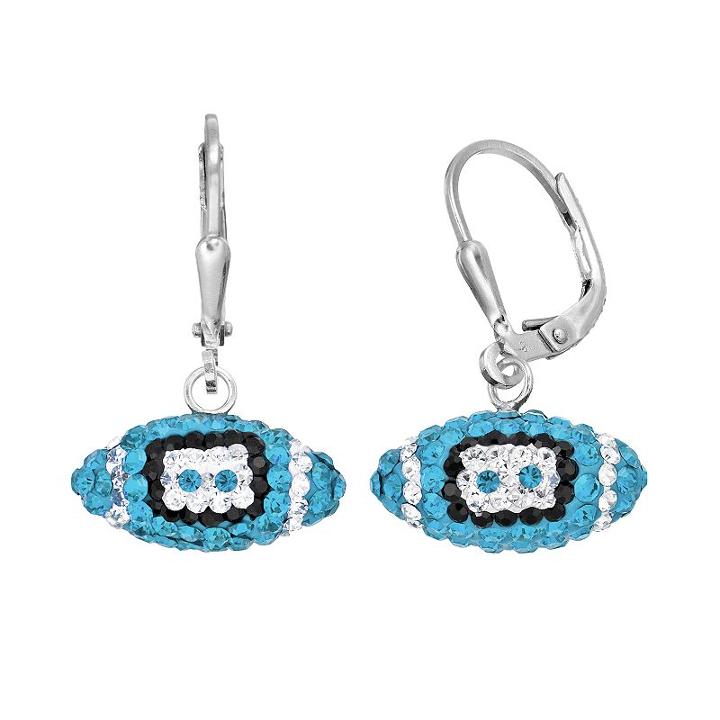 North Carolina Tar Heels Crystal Sterling Silver Football Drop Earrings, Women's, Multicolor