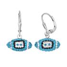 North Carolina Tar Heels Crystal Sterling Silver Football Drop Earrings, Women's, Multicolor