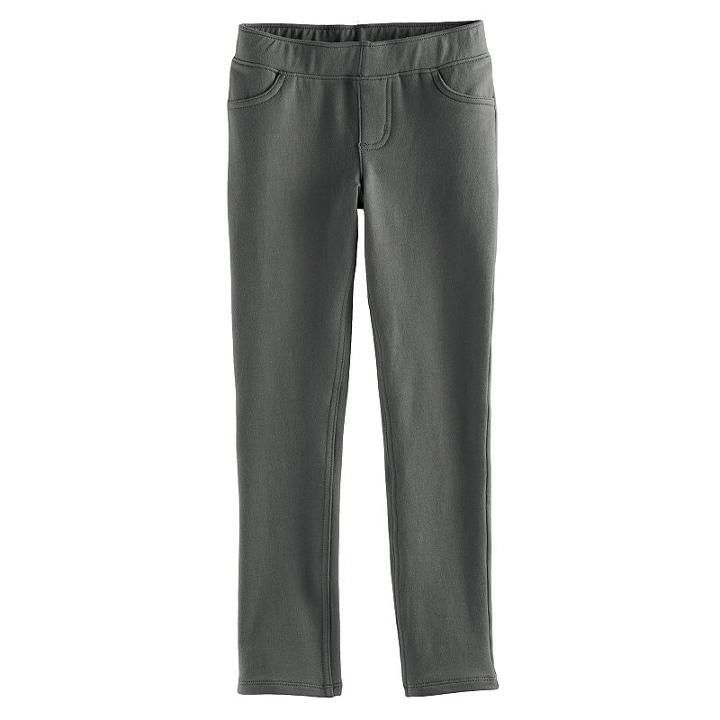 Girls 4-10 Jumping Beans&reg; Solid Full-length Leggings, Size: 7, Grey