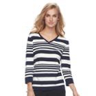Women's Croft & Barrow&reg; V-neck Jersey Sweater, Size: Xxl, White