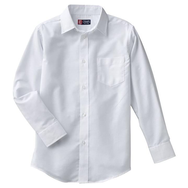 Boys 4-20 Chaps Solid Oxford Button-down Shirt, Boy's, Size: 7, White