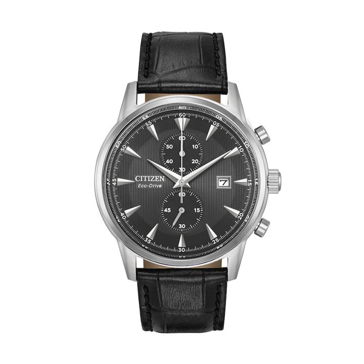 Citizen Eco-drive Men's Corso Leather Watch - Ca7000-04h, Size: Large, Black
