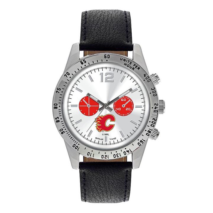 Game Time, Men's Calgary Flames Letterman Watch, Black