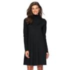 Women's Ab Studio Turtleneck Sweaterdress, Size: Medium, Black