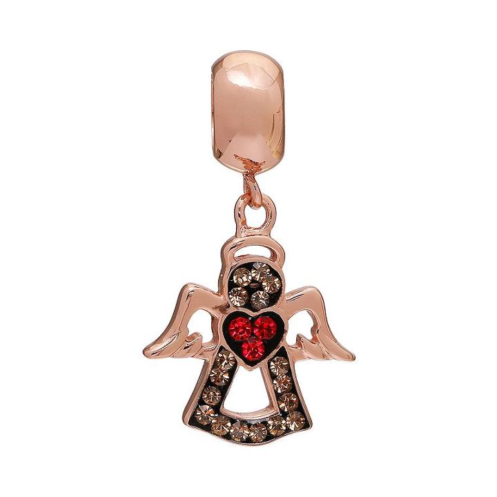 Individuality Beads Crystal 14k Rose Gold Over Silver Angel Charm, Women's, Blue