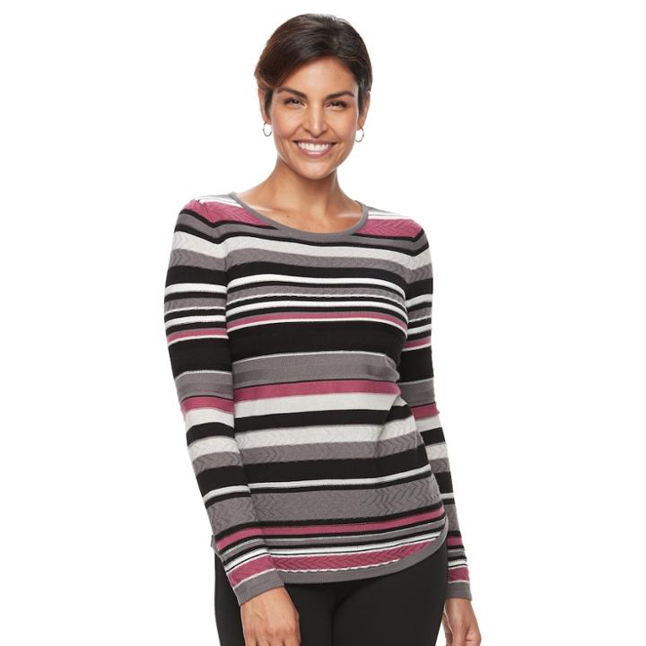Women's Croft & Barrow&reg; Long Sleeve Curved Hem Sweater, Size: Xl, Med Purple