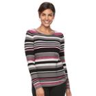 Women's Croft & Barrow&reg; Long Sleeve Curved Hem Sweater, Size: Xl, Med Purple