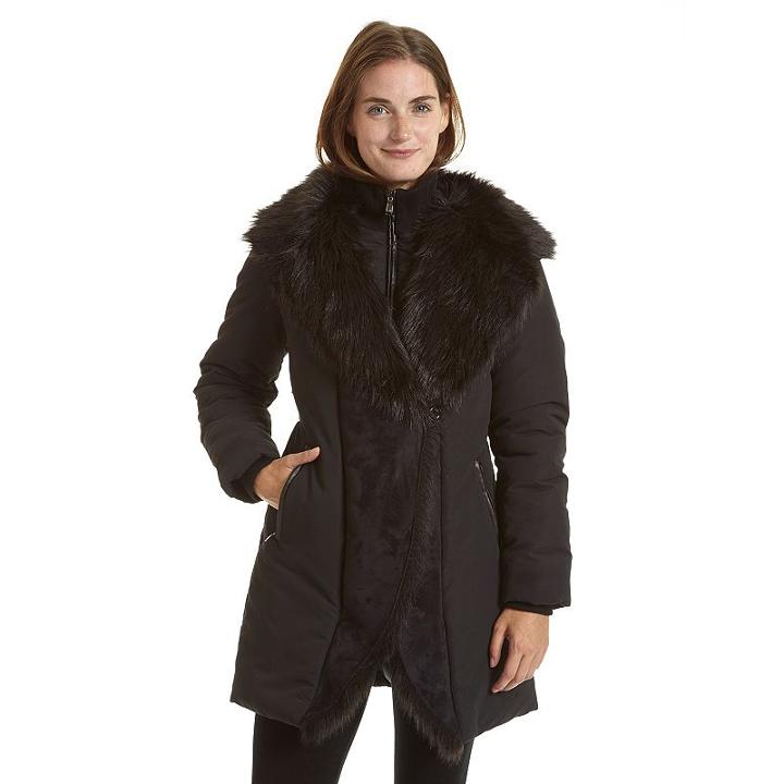 Women's Excelled Shawl-collar Jacket, Size: Large, Black